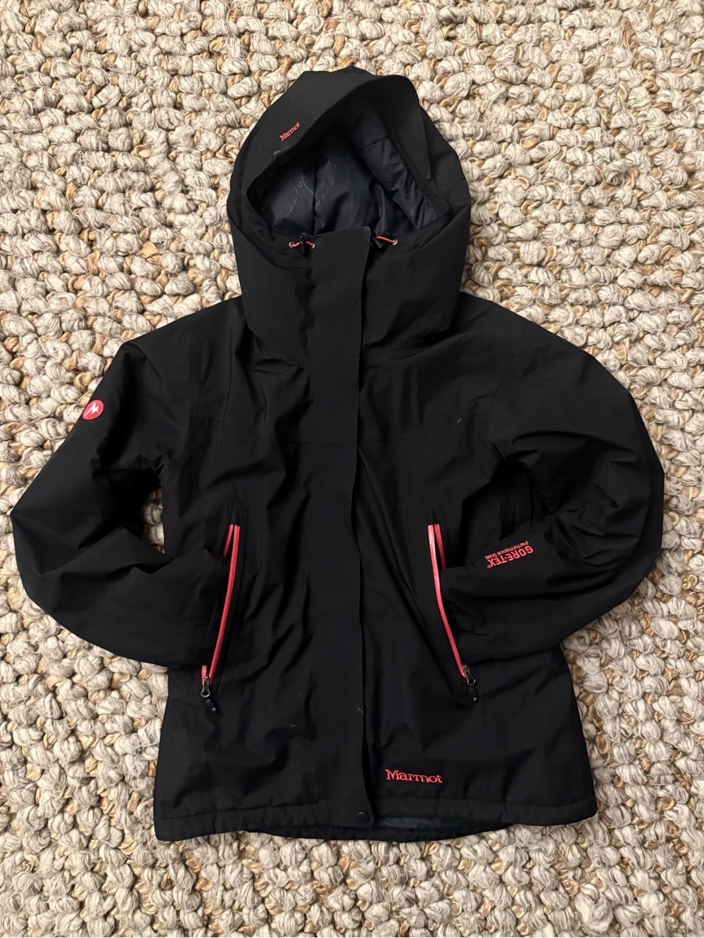 Marmot Black Ski Jacket with Pink Accents